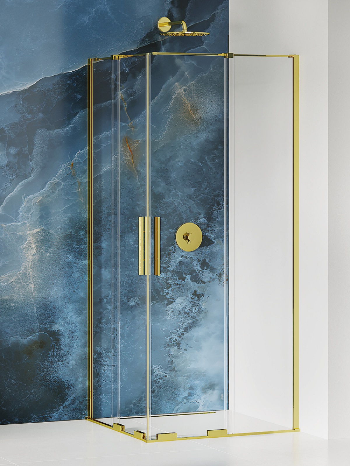 New Trendy Smart Light Gold cabina de ducha 80x80 cm cuadrada oro brillo/vidrio transparente EXK-4263
