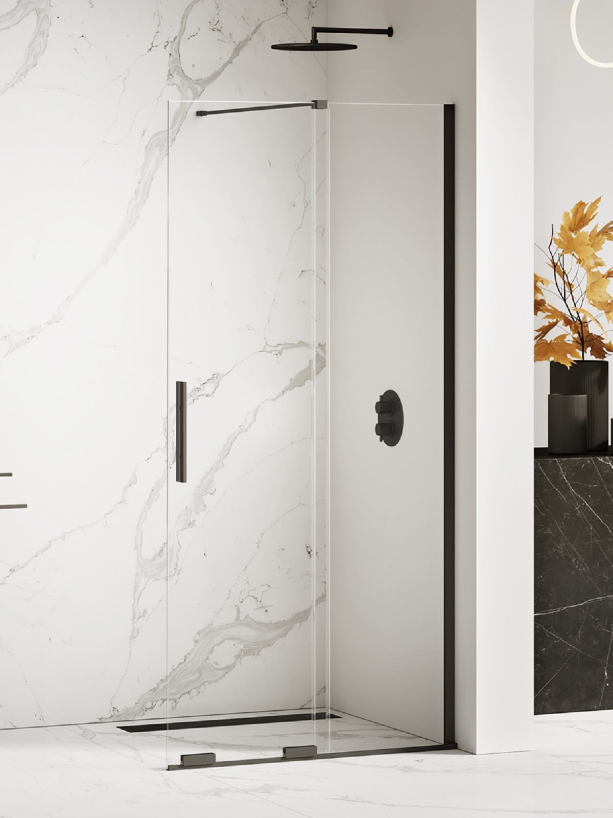New Trendy Smart Black ścianka prysznicowa walk-in 140 cm czarny mat/szkło przezroczyste EXK-4195