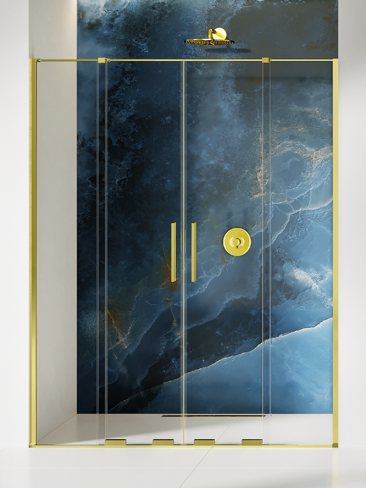 New Trendy Smart Light Gold puerta de ducha 150 cm corredera oro brillante/vidrio transparente EXK-4224