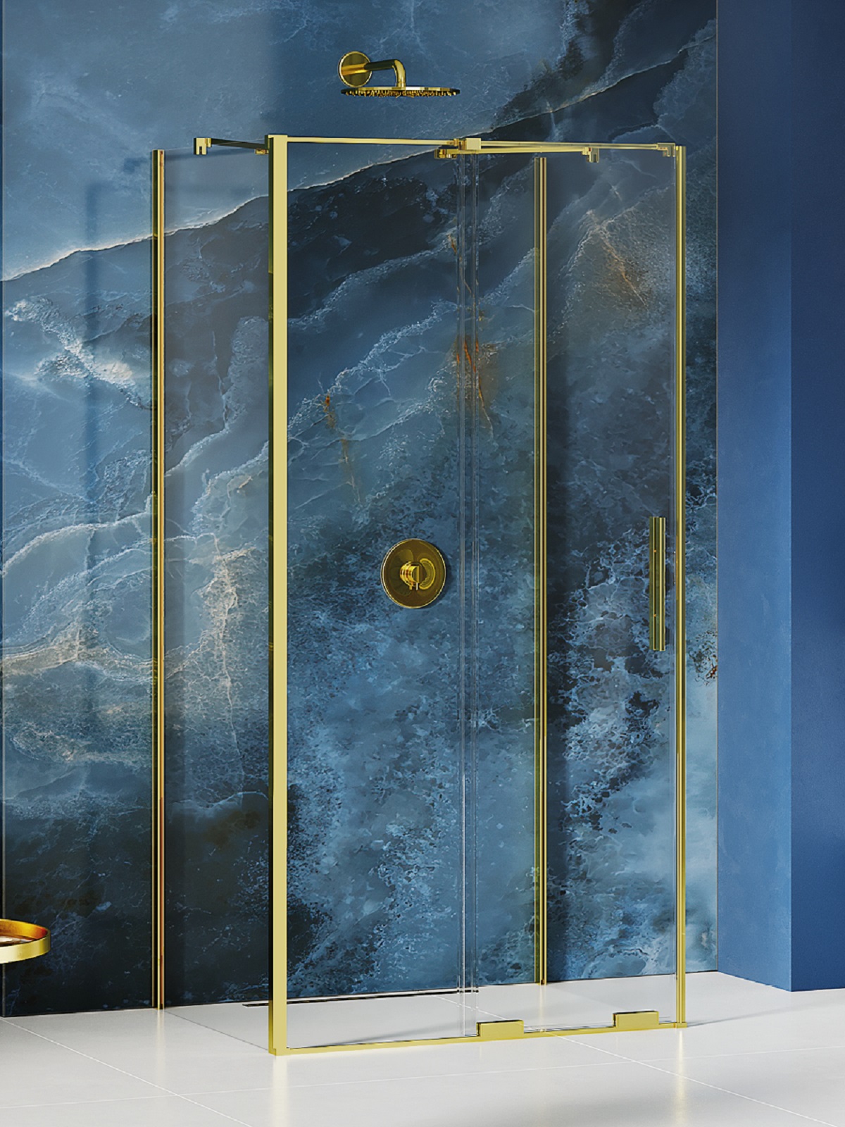New Trendy Smart Light Gold cabina de ducha 110x80 cm rectangular oro brillo/vidrio transparente EXK-4281