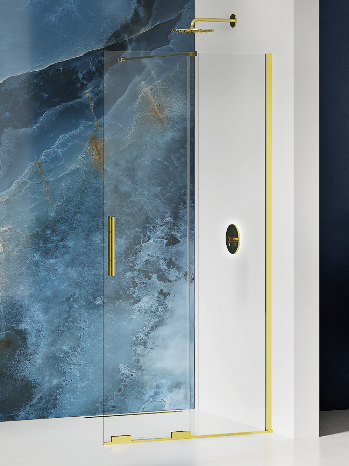 New Trendy Smart Light Gold ścianka prysznicowa walk-in 130 cm złoty połysk/szkło przezroczyste EXK-4298