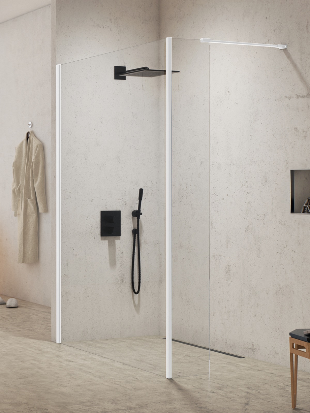 New Trendy New Modus White mampara de ducha walk-in 70 cm blanco mate/vidrio transparente EXK-2238