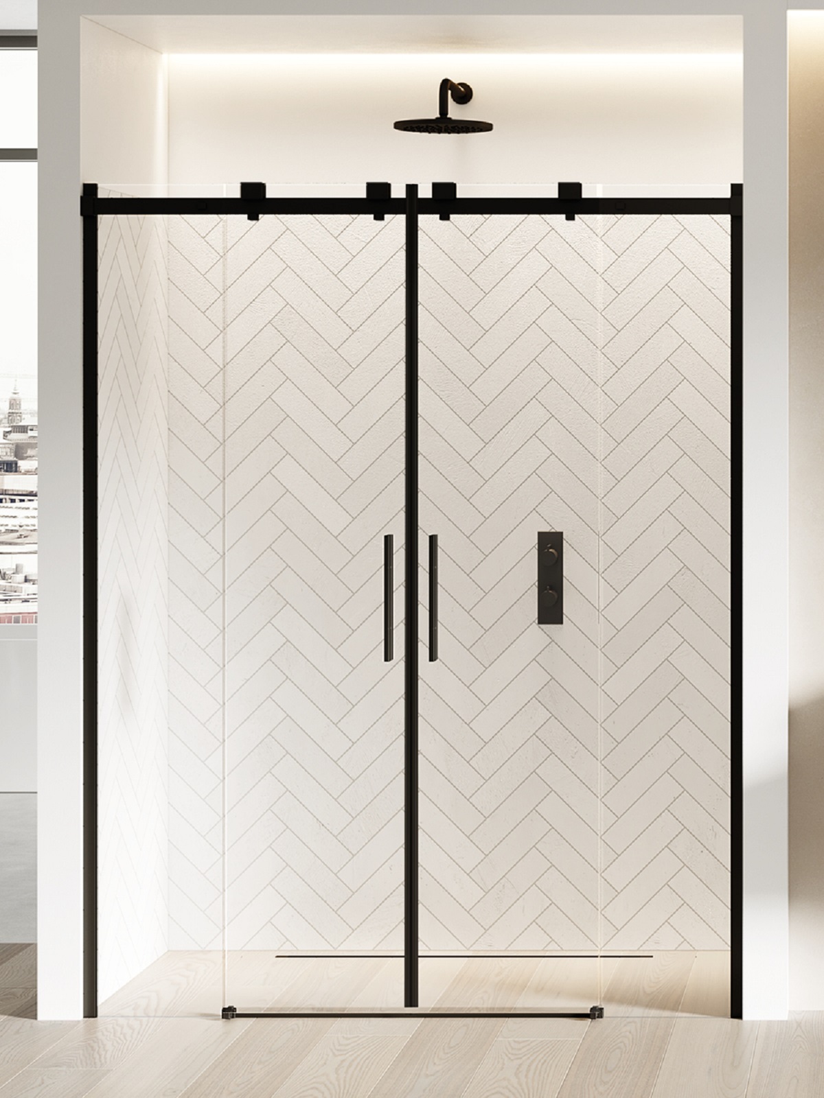 New Trendy Softi Black puerta de ducha 170 cm corredera negro mate/vidrio transparente EXK-3963