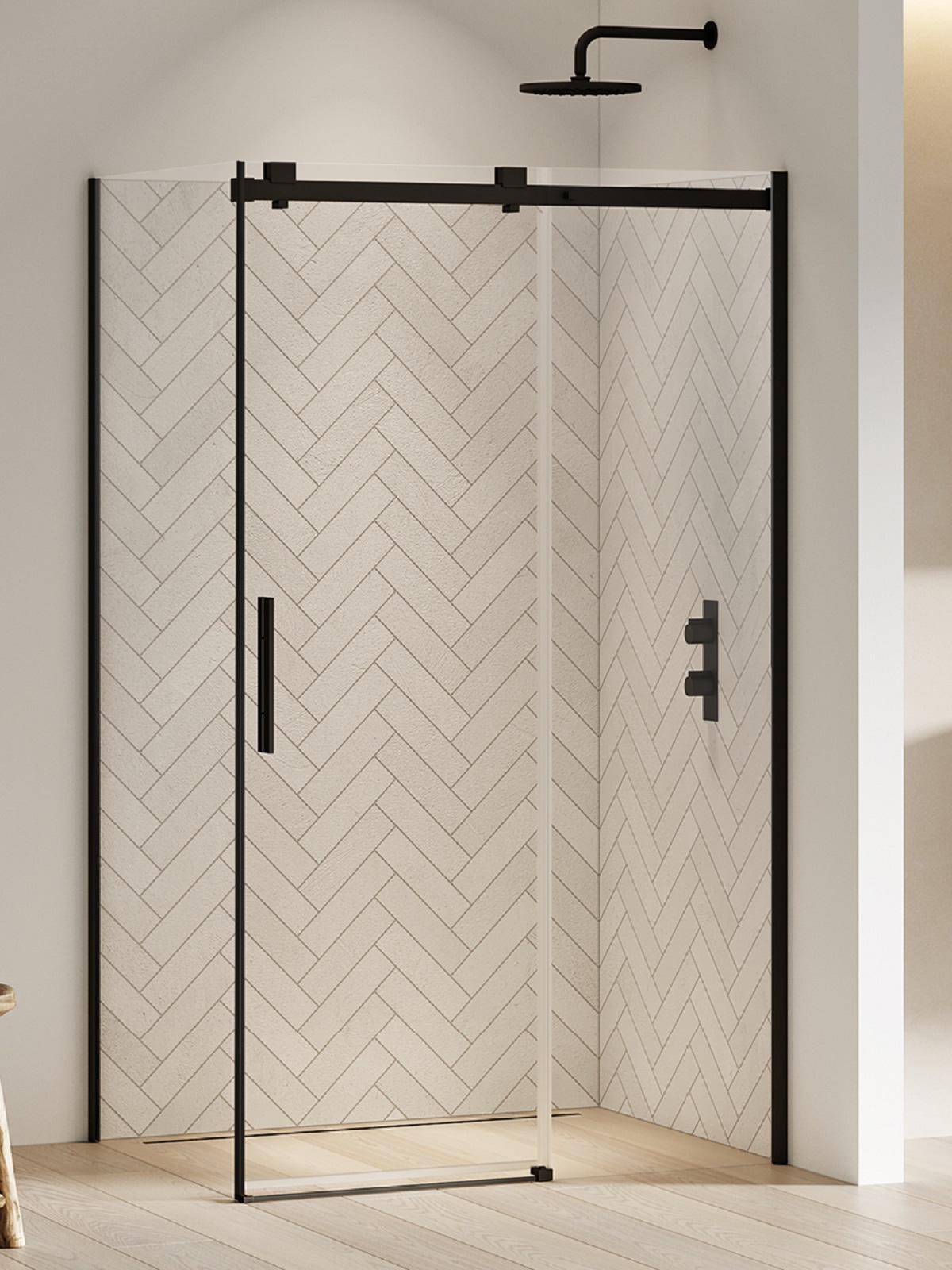 New Trendy Softi Black cabina de ducha 110x110 cm cuadrada negro mate/vidrio transparente EXK-3973