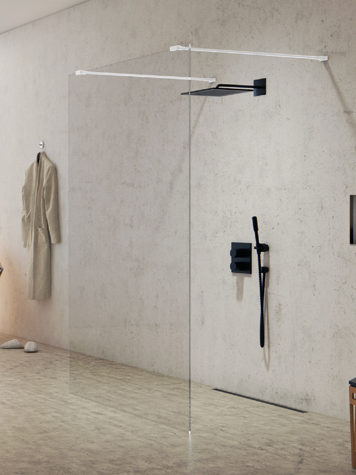 New Trendy New Modus White mampara de ducha walk-in 110 cm blanco mate/vidrio transparente EXK-2268