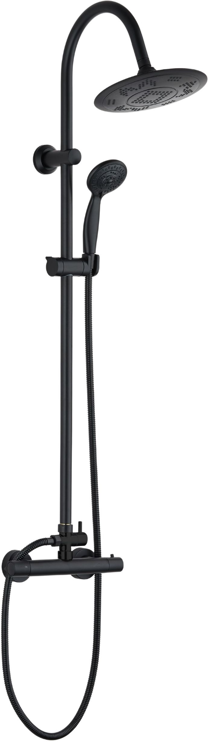 Invena Gracja conjunto de ducha a pared con termostato con rociador con efecto lluvia negro AU-15-D04