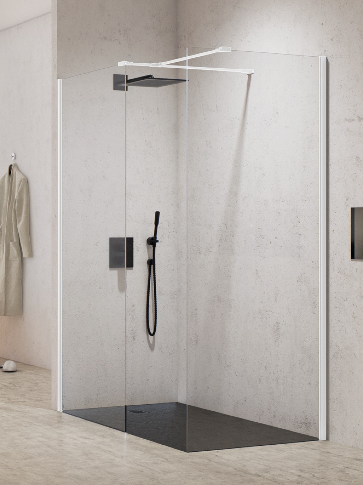 New Trendy New Modus White kabina prysznicowa walk-in 140x90 cm prostokątna biały mat/szkło przezroczyste EXK-2293