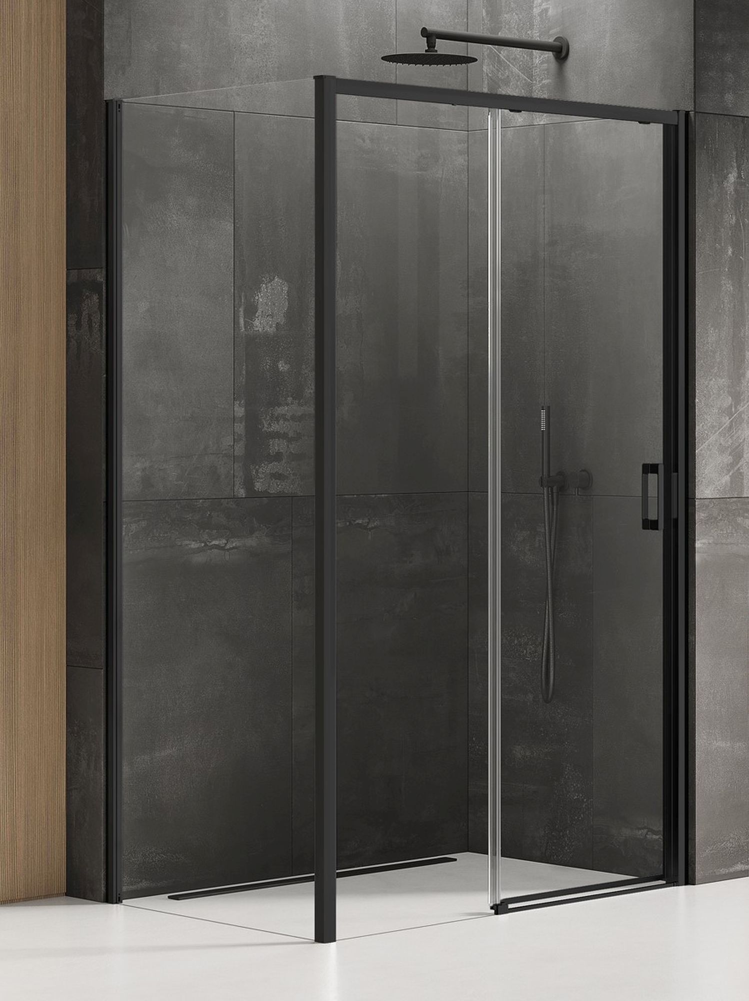 New Trendy Prime Black cabina de ducha 110x70 cm rectangular negro mate/vidrio transparente K-1280