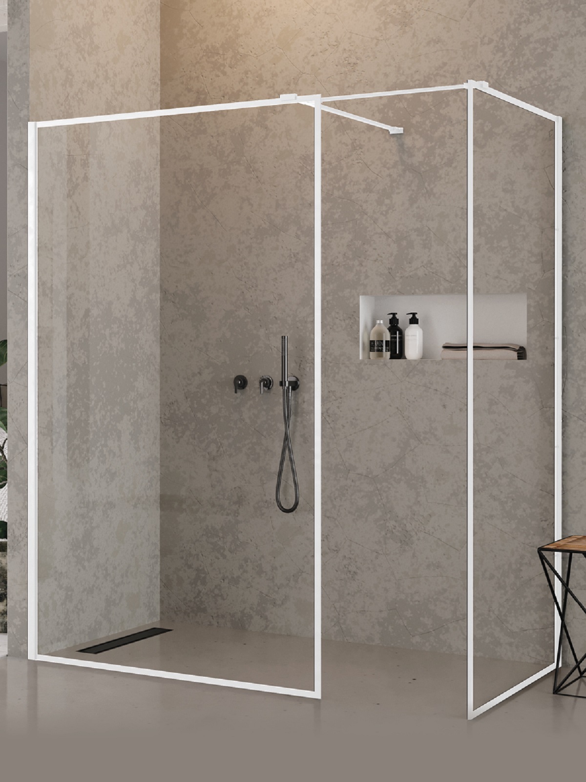 New Trendy New Modus White kabina prysznicowa walk-in 170x120 cm prostokątna biały mat/szkło przezroczyste EXK-2330