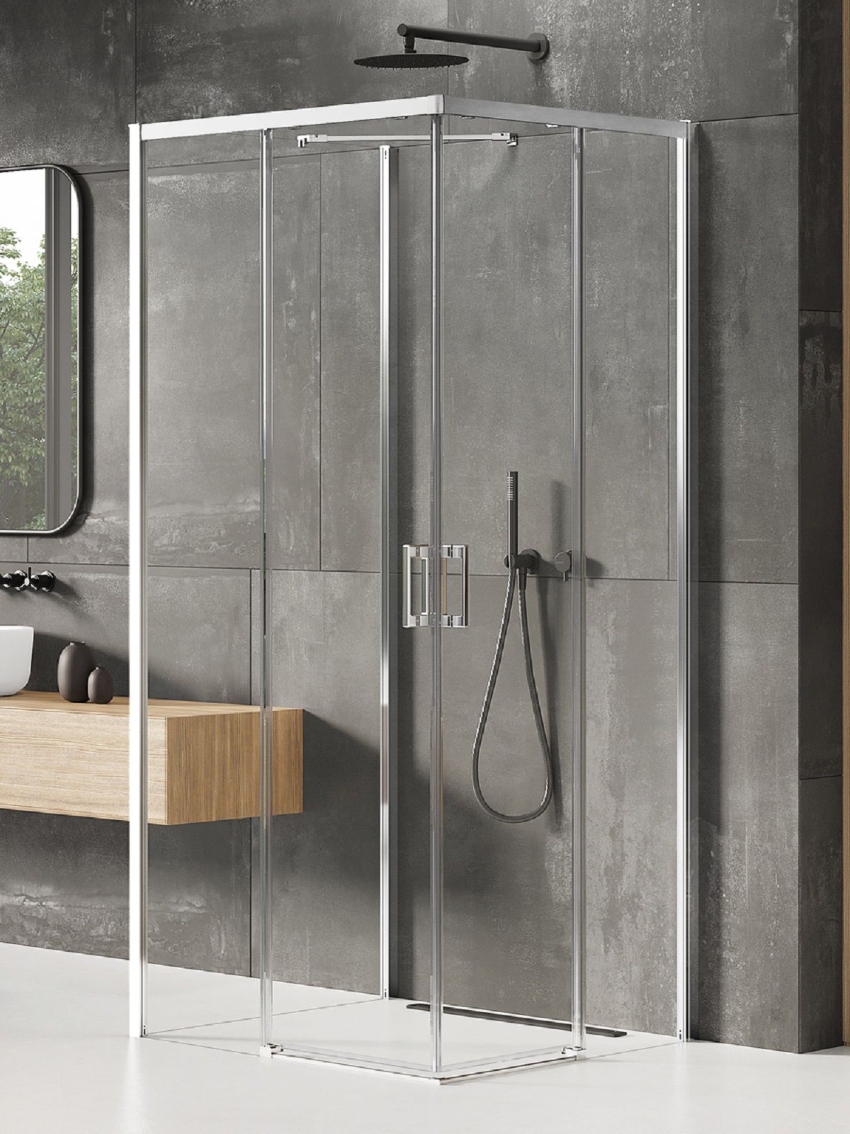 New Trendy Prime cabina de ducha 90x80 cm rectangular cromo brillo/vidrio transparente K-1517