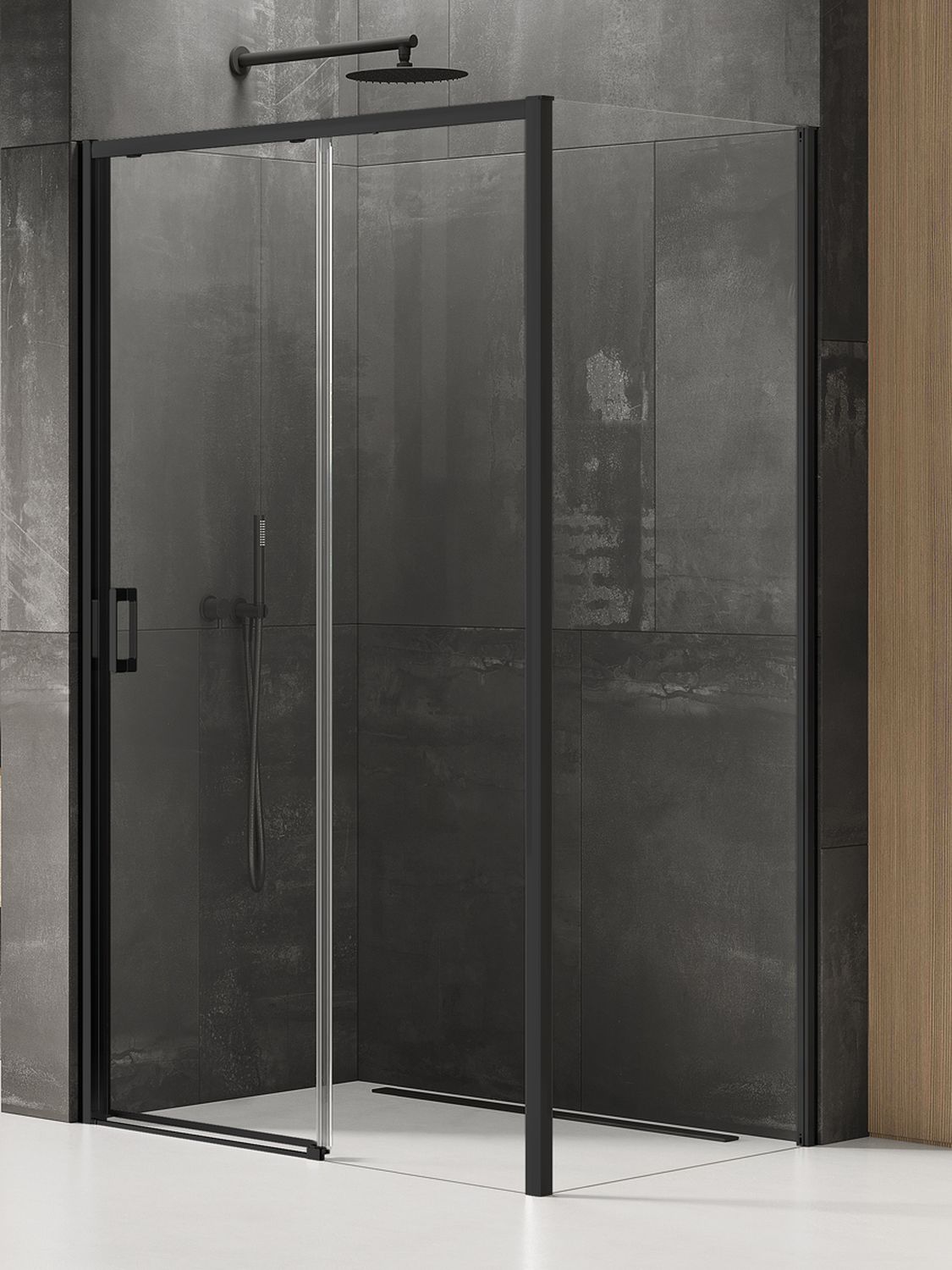 New Trendy Prime Black cabina de ducha 100x70 cm rectangular negro mate/vidrio transparente K-1304