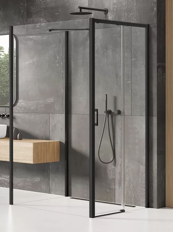 New Trendy Prime Black cabina de ducha 120x100 cm rectangular negro mate/vidrio transparente K-1607