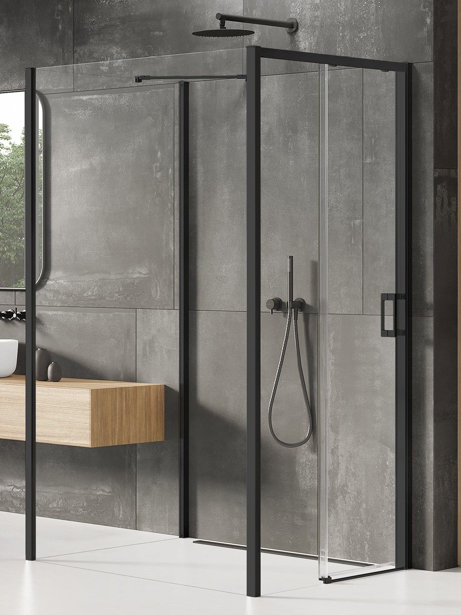 New Trendy Prime Black cabina de ducha 120x100 cm rectangular negro mate/vidrio transparente K-1613