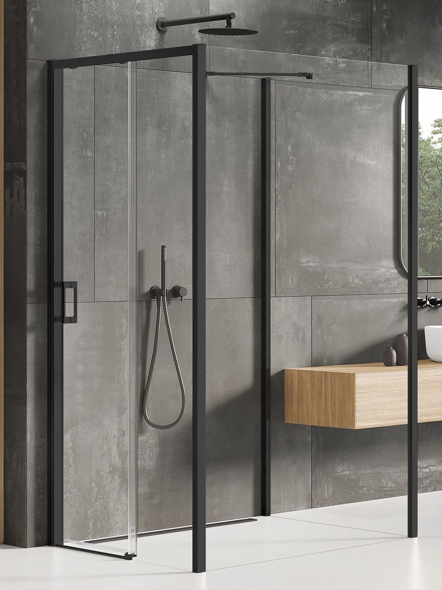 New Trendy Prime Black cabina de ducha 120x100 cm rectangular negro mate/vidrio transparente K-1619