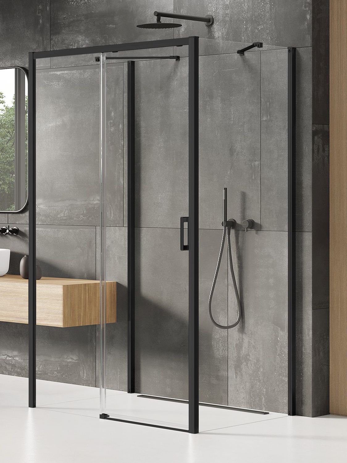 New Trendy Prime Black cabina de ducha 100x70 cm rectangular negro mate/vidrio transparente K-0908