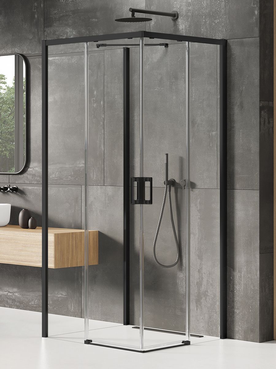 New Trendy Prime Black cabina de ducha 100x70 cm rectangular negro mate/vidrio transparente K-1531