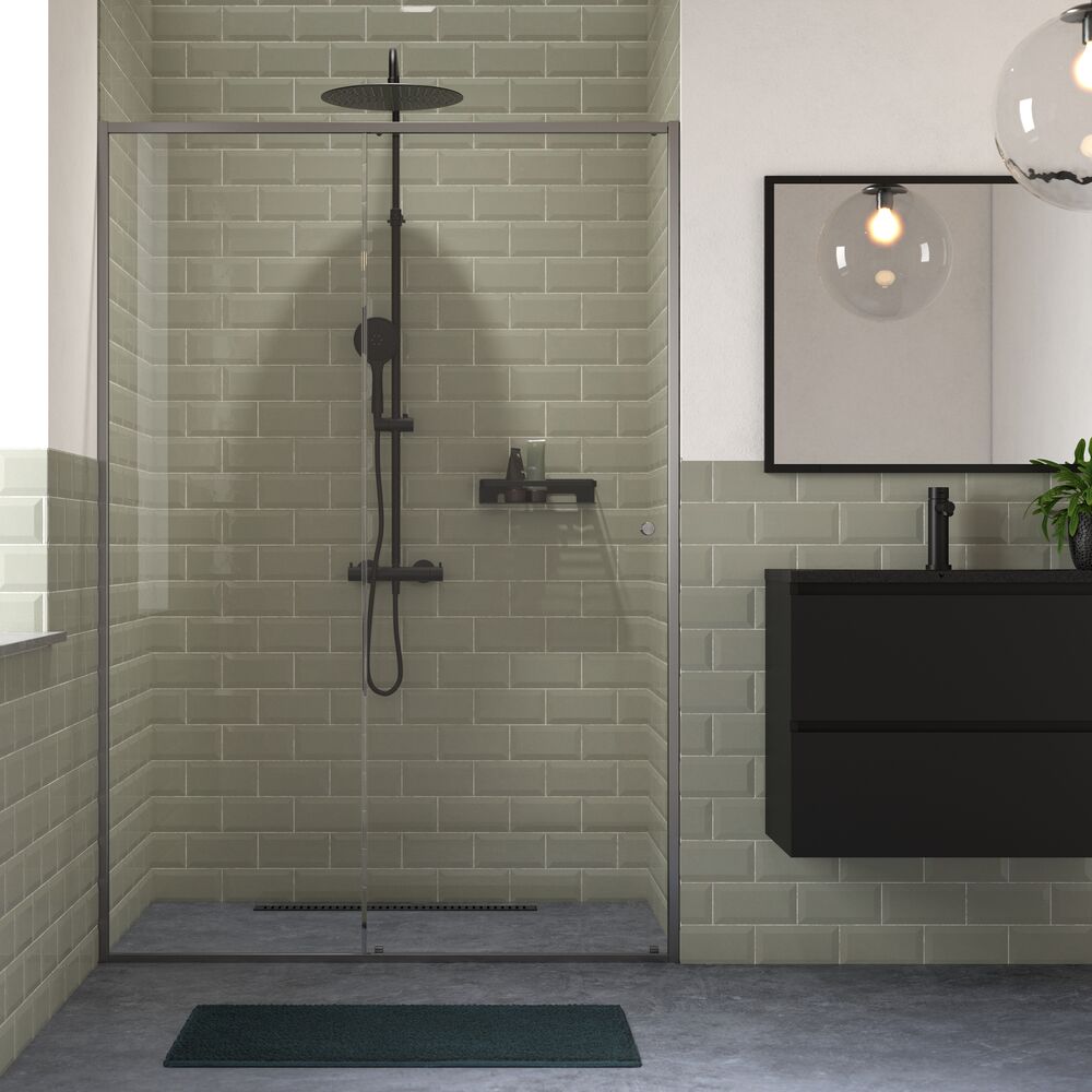 Sealskin Contour puerta de ducha 140 cm plegable mate/vidrio transparente CD121406145100