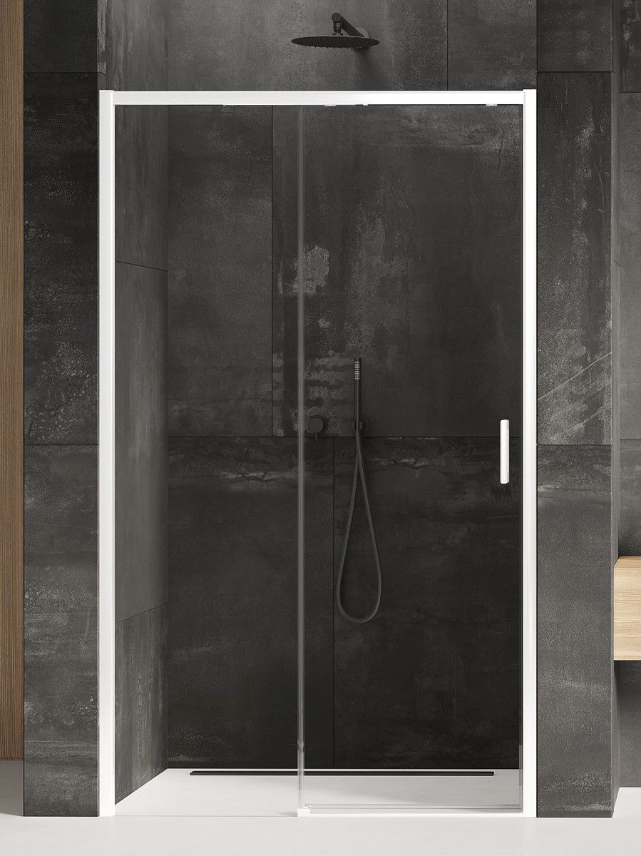 New Trendy Prime White puerta de ducha 160 cm corredera blanco mate/vidrio transparente D-0412A