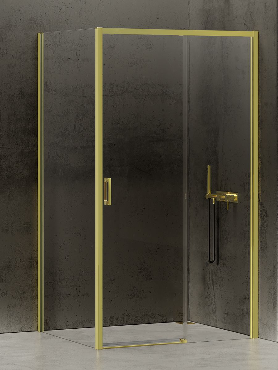 New Trendy Prime Light Gold kabina prysznicowa 130x80 cm prostokątna prawa złoty/szkło przezroczyste D-0427A/D-0223B