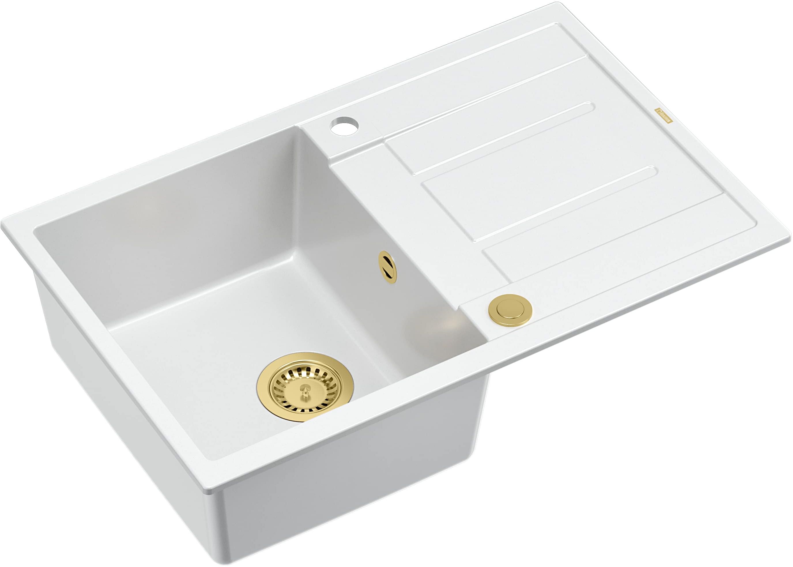 Quadron Morgan fregadero graniteq 78x50 cm blanco HB8203U1-G1_P2O