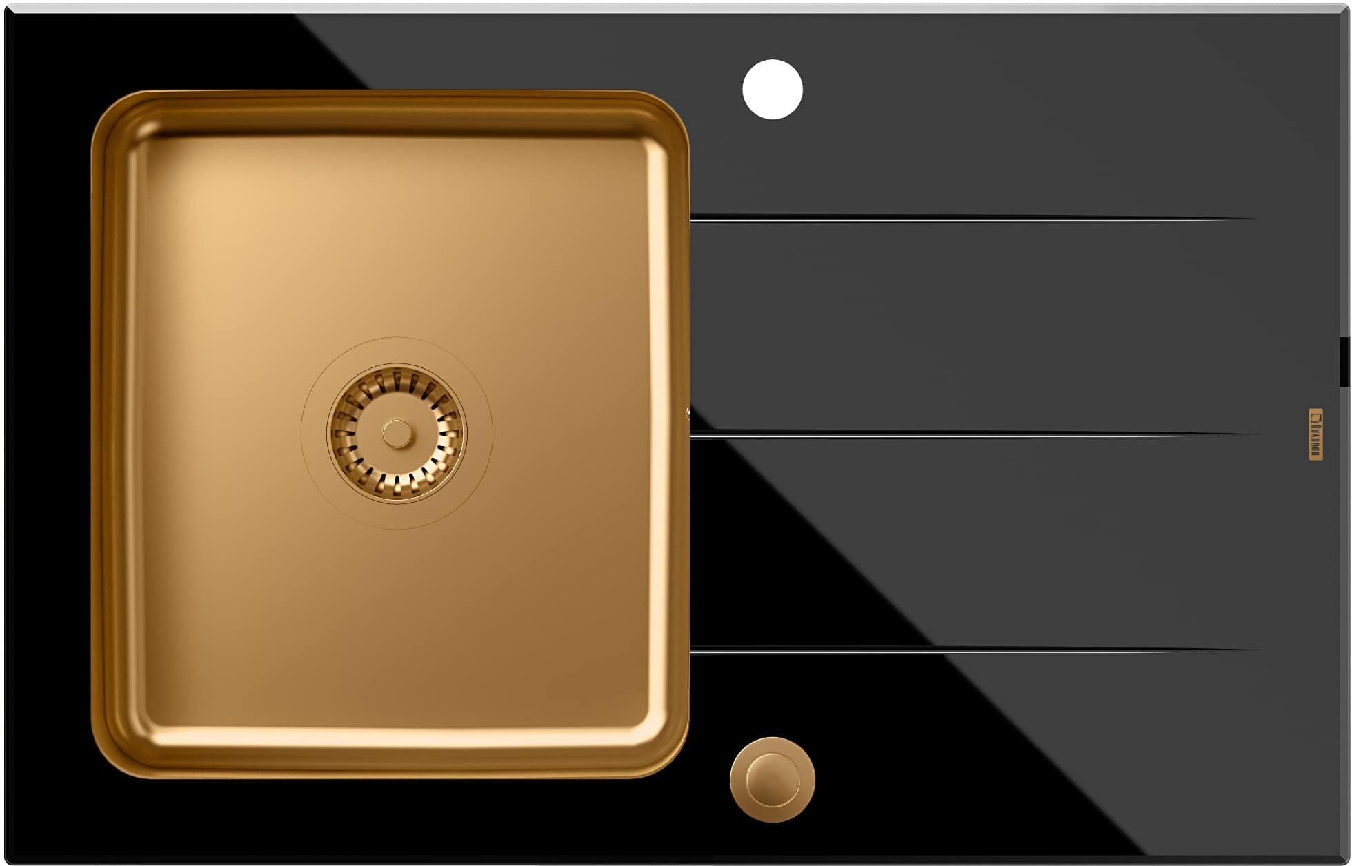 Quadron Ford fregadero de vidrio y acero 78x50 cm negro HB3578SC3C1_P2O