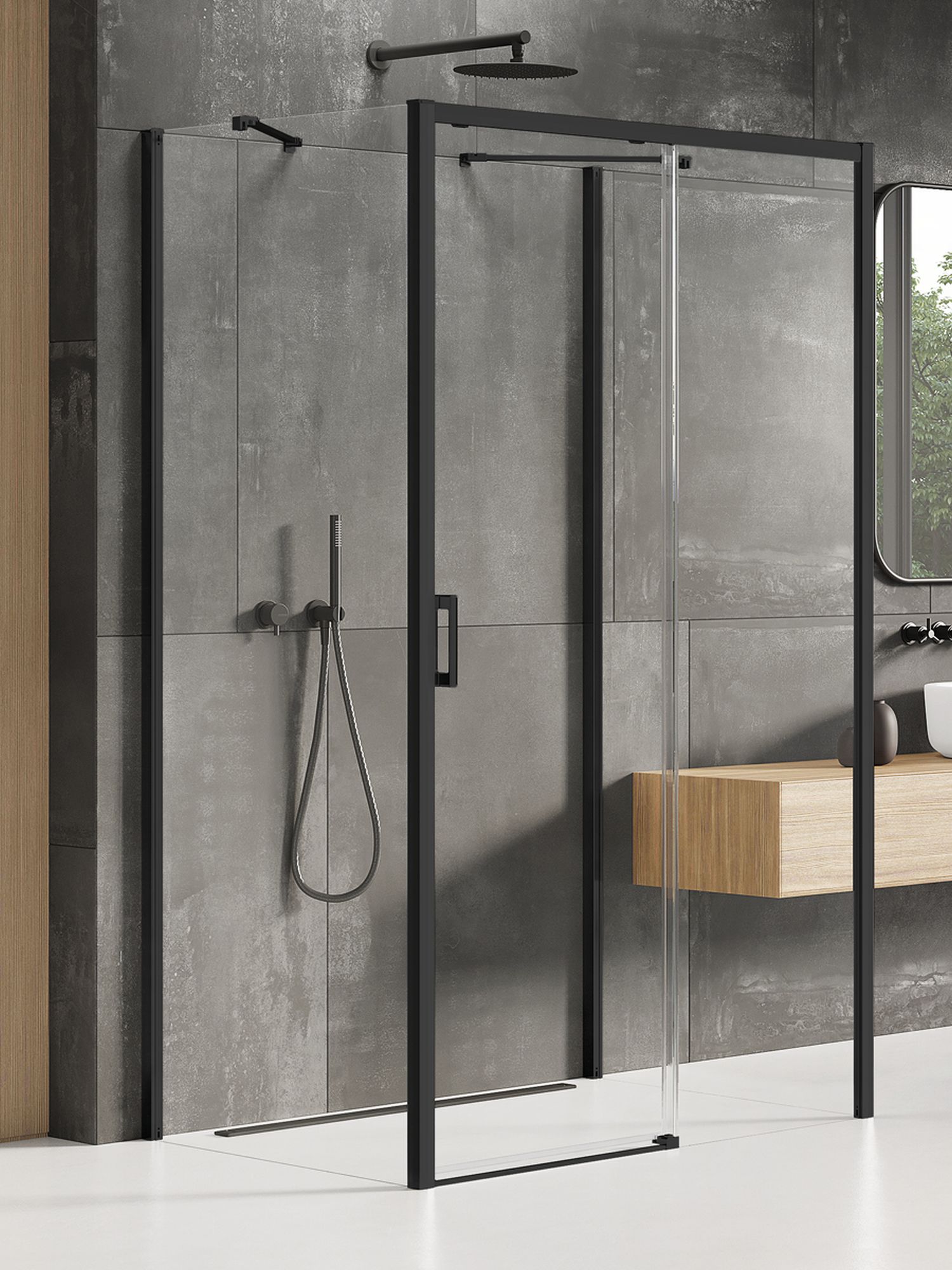 New Trendy Prime Black cabina de ducha 110x80 cm rectangular negro mate/vidrio transparente K-0941