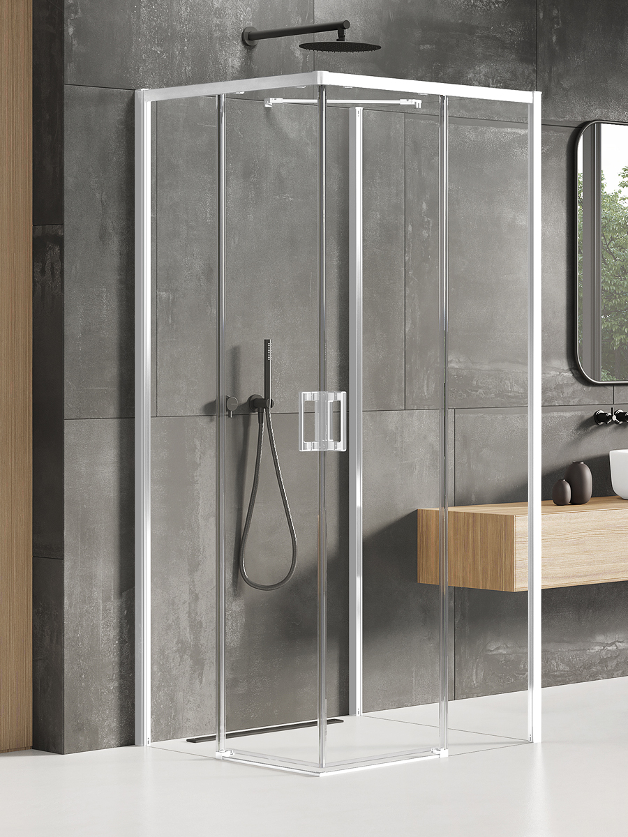 New Trendy Prime White cabina de ducha 100x80 cm rectangular blanco mate/vidrio transparente K-1091