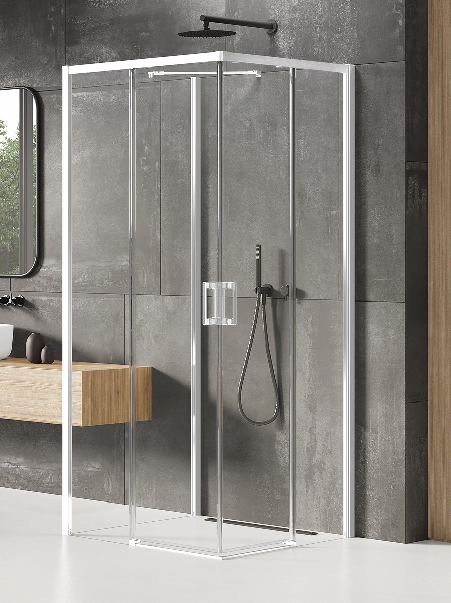 New Trendy Prime White cabina de ducha 90x80 cm rectangular blanco mate/vidrio transparente K-1538
