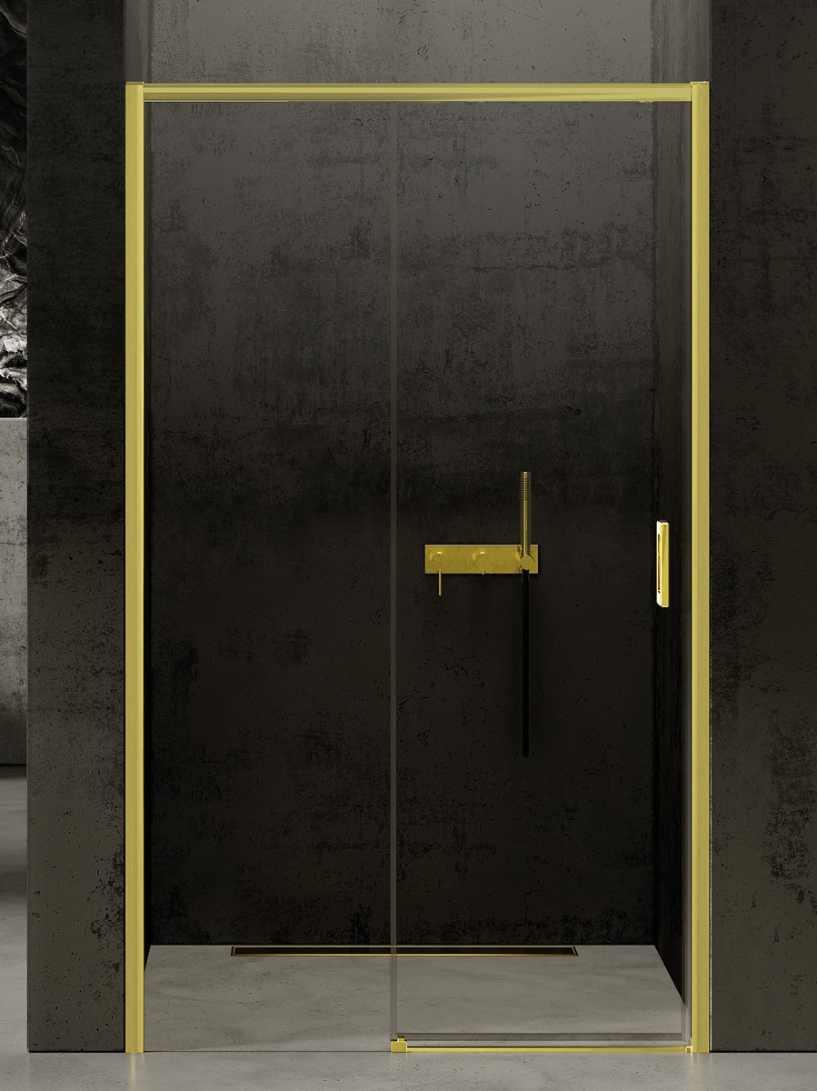 New Trendy Prime Light Gold puerta de ducha 130 cm corredera oro brillante/vidrio transparente D-0426A