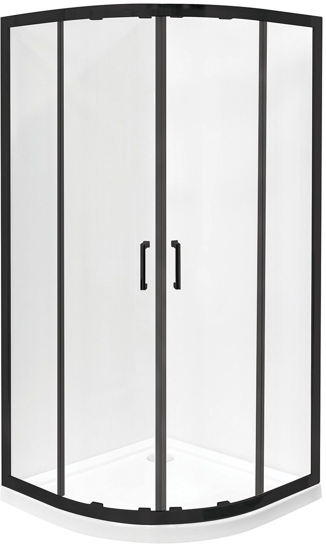Besco Modern Black cabina de ducha 90x90 cm semicircular negro mate/vidrio transparente MPB-90-190-C