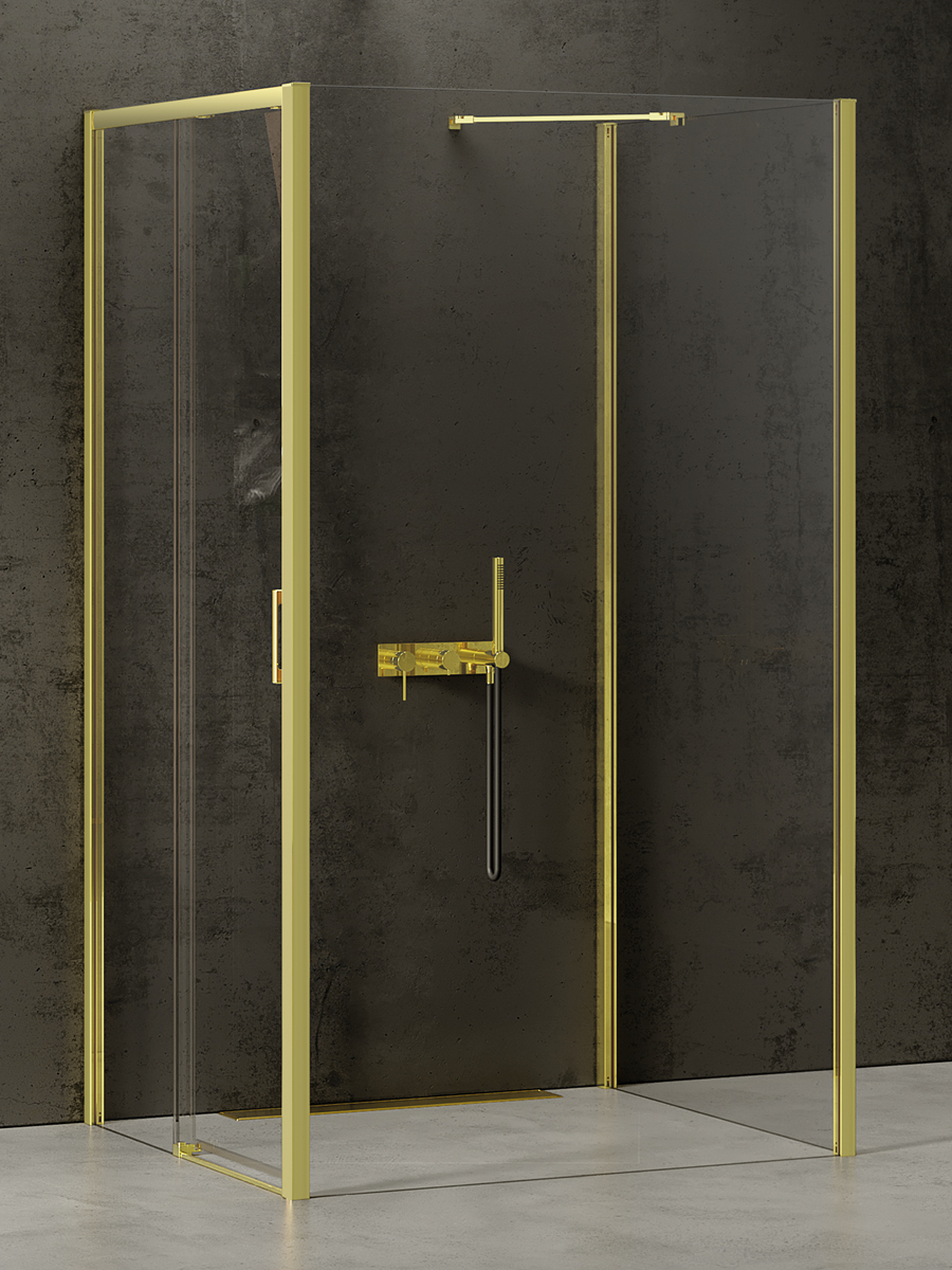 New Trendy Prime Light Gold cabina de ducha 120x100 cm rectangular oro brillo/vidrio transparente K-1167
