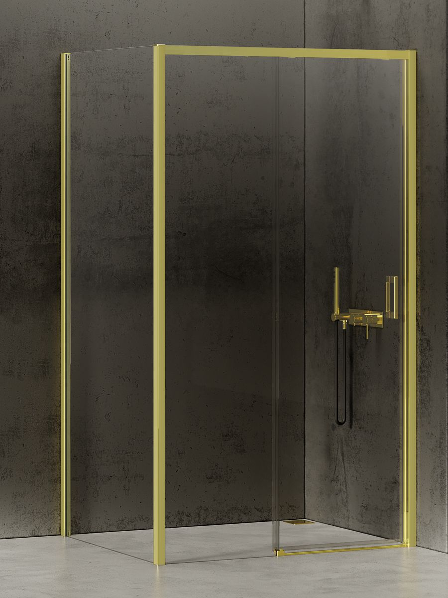 New Trendy Prime Light Gold cabina de ducha 160x90 cm rectangular oro brillo/vidrio transparente K-1462