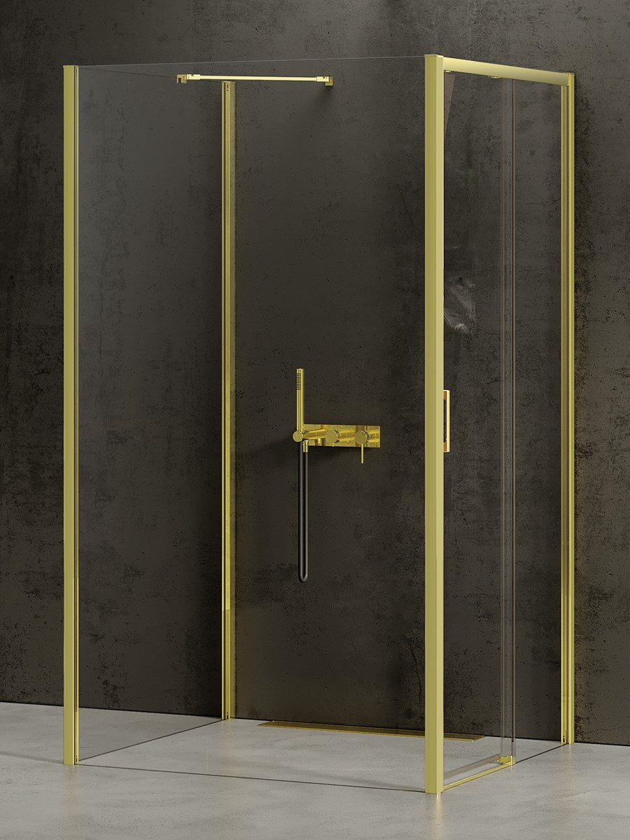 New Trendy Prime Light Gold cabina de ducha 120x120 cm cuadrada oro brillo/vidrio transparente K-1647
