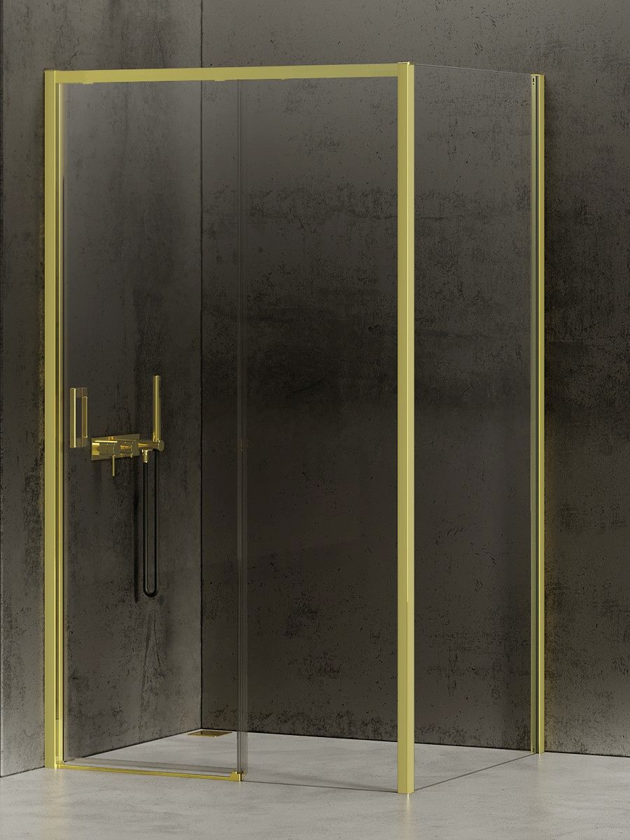 New Trendy Prime Light Gold cabina de ducha 110x100 cm rectangular oro brillo/vidrio transparente K-1471