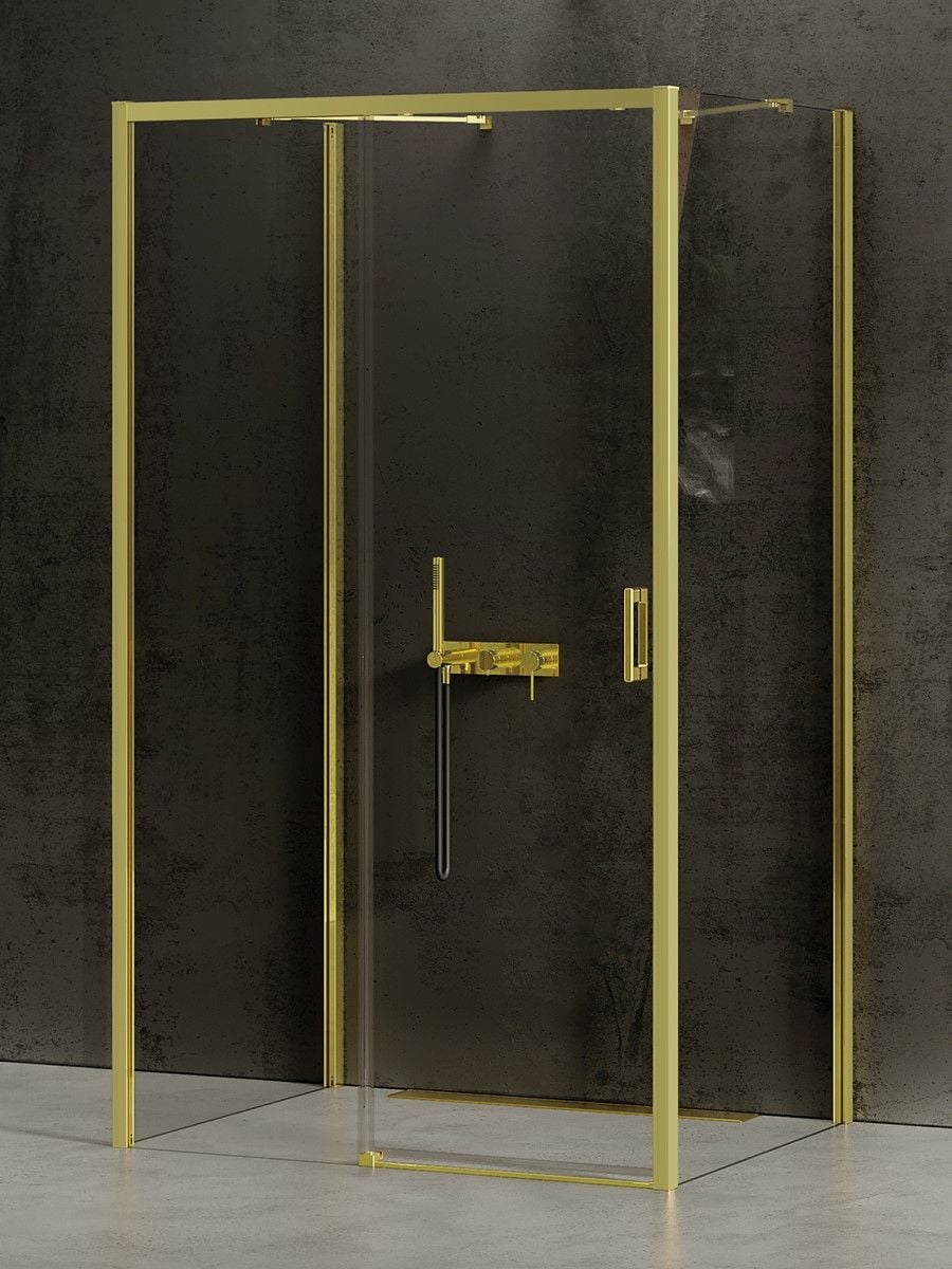 New Trendy Prime Light Gold cabina de ducha 120x90 cm rectangular oro brillo/vidrio transparente K-1110