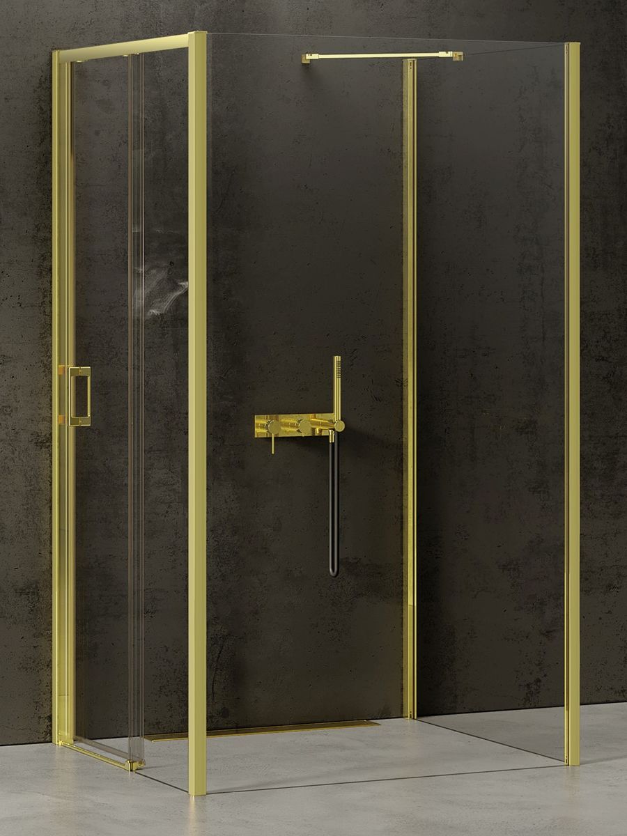 New Trendy Prime Light Gold cabina de ducha 110x110 cm cuadrada oro brillo/vidrio transparente K-1560