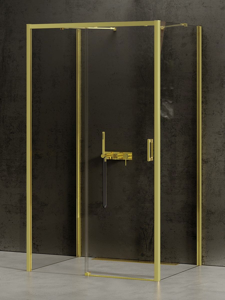 New Trendy Prime Light Gold cabina de ducha 160x100 cm rectangular oro brillo/vidrio transparente K-1127