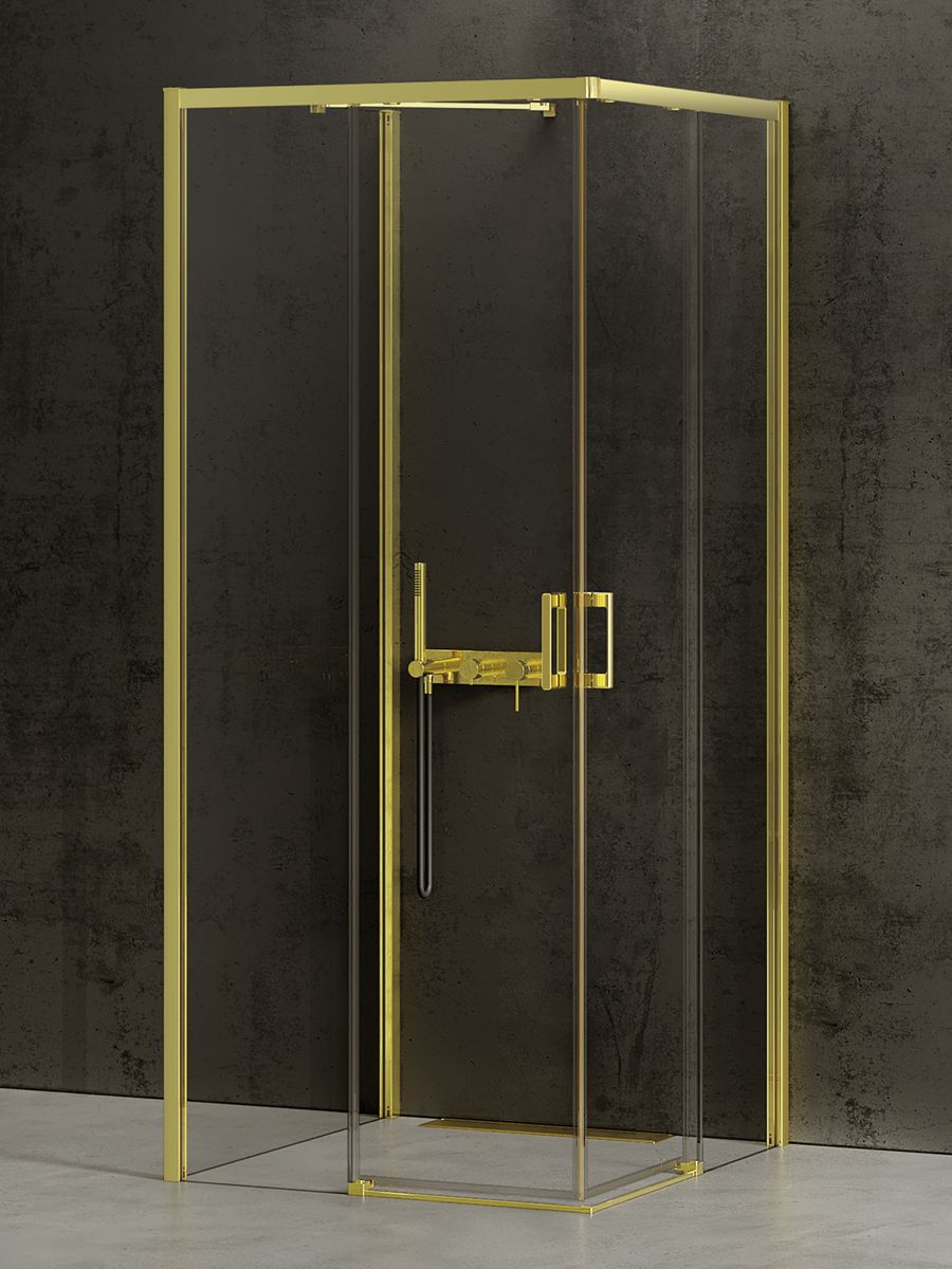 New Trendy Prime Light Gold cabina de ducha 100x80 cm rectangular oro brillo/vidrio transparente K-1550