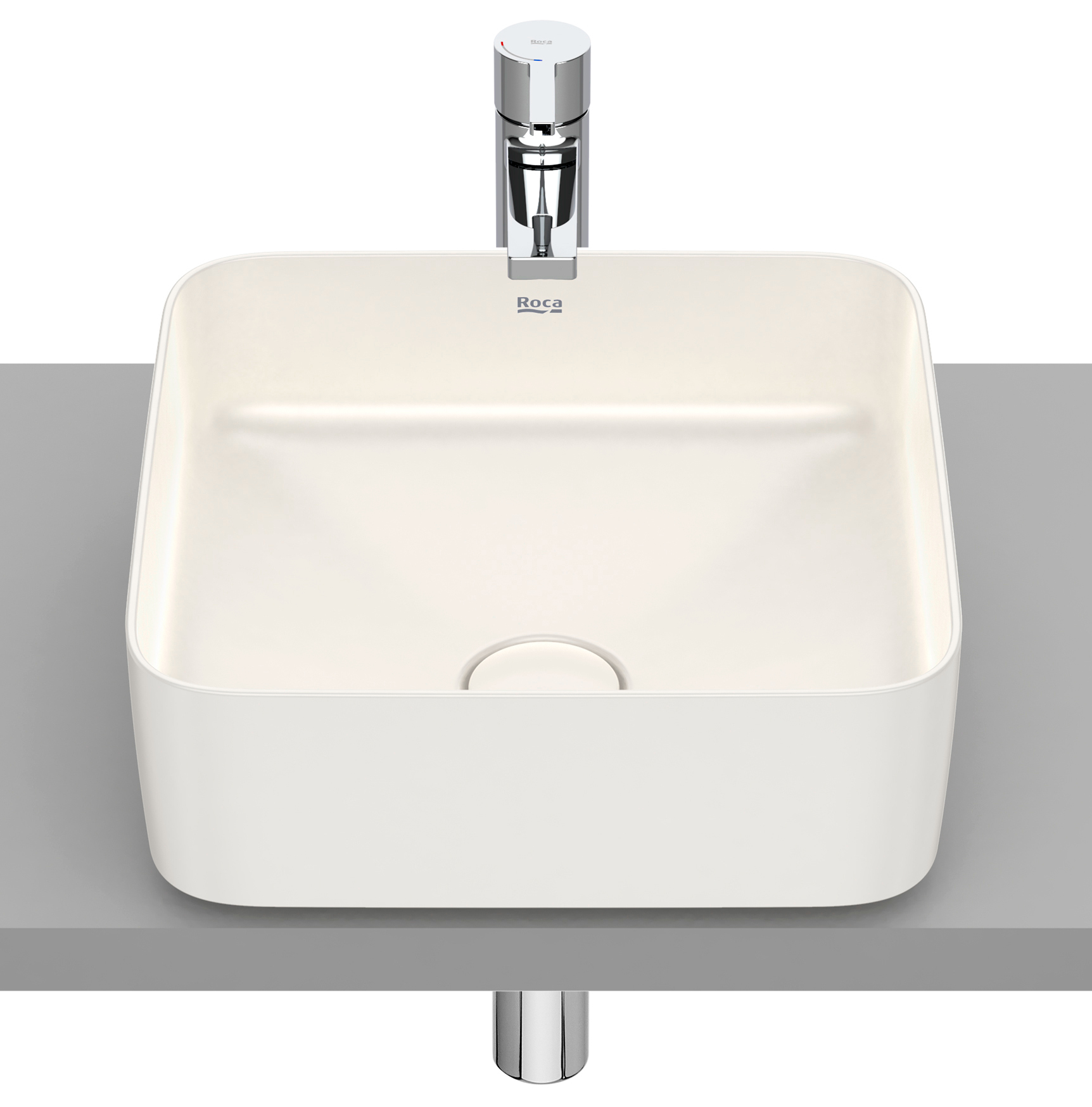 Roca Inspira lavabo 37x37 cm cuadrada sobre encimera marrón/beige A327532650