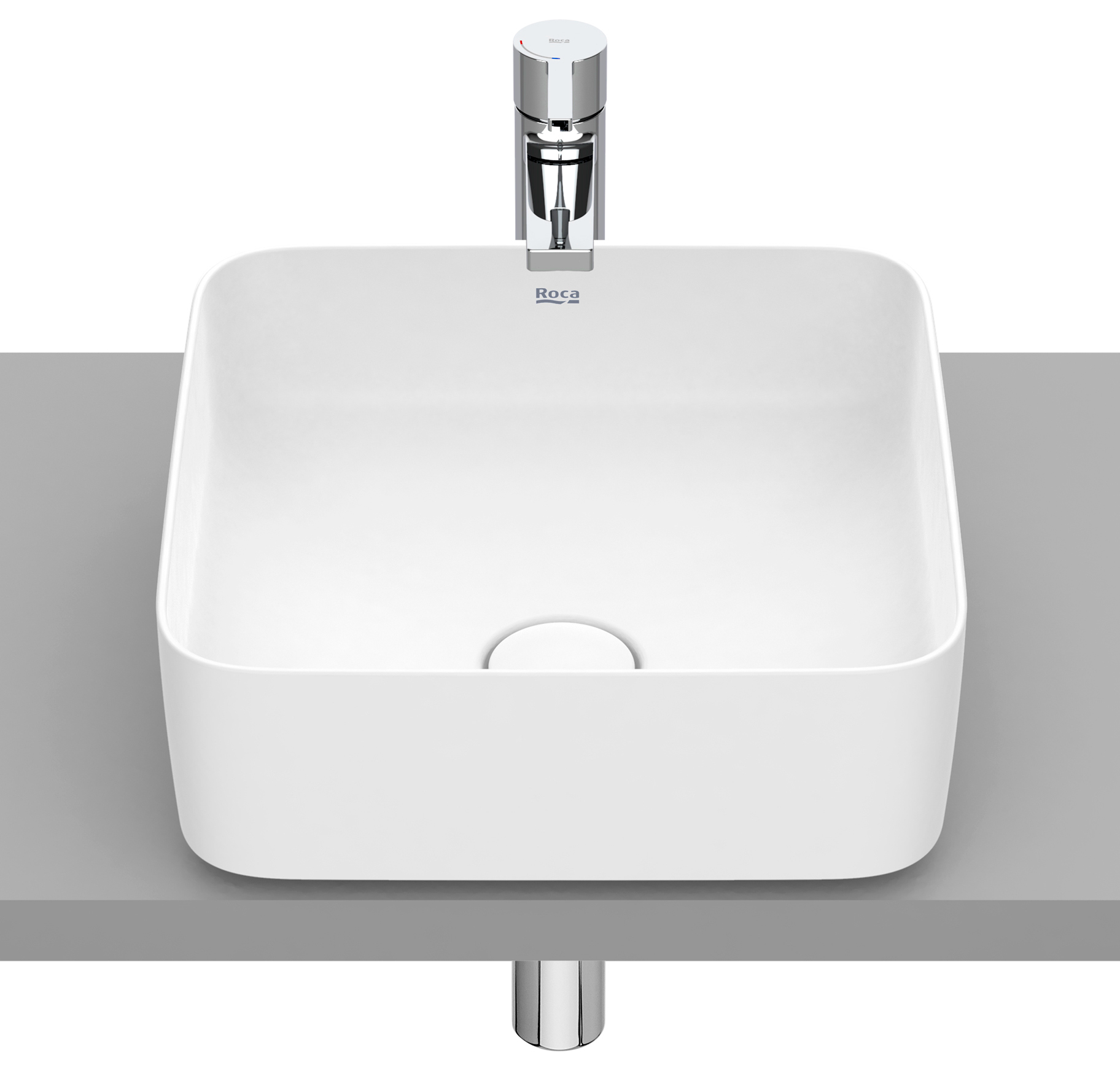 Roca Inspira lavabo 37x37 cm cuadrada sobre encimera blanco A327532620