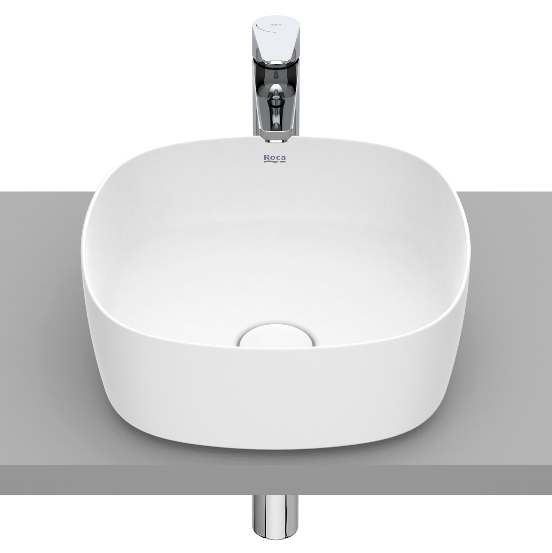 Roca Inspira lavabo 37x37 cm cuadrada sobre encimera blanco A327502620