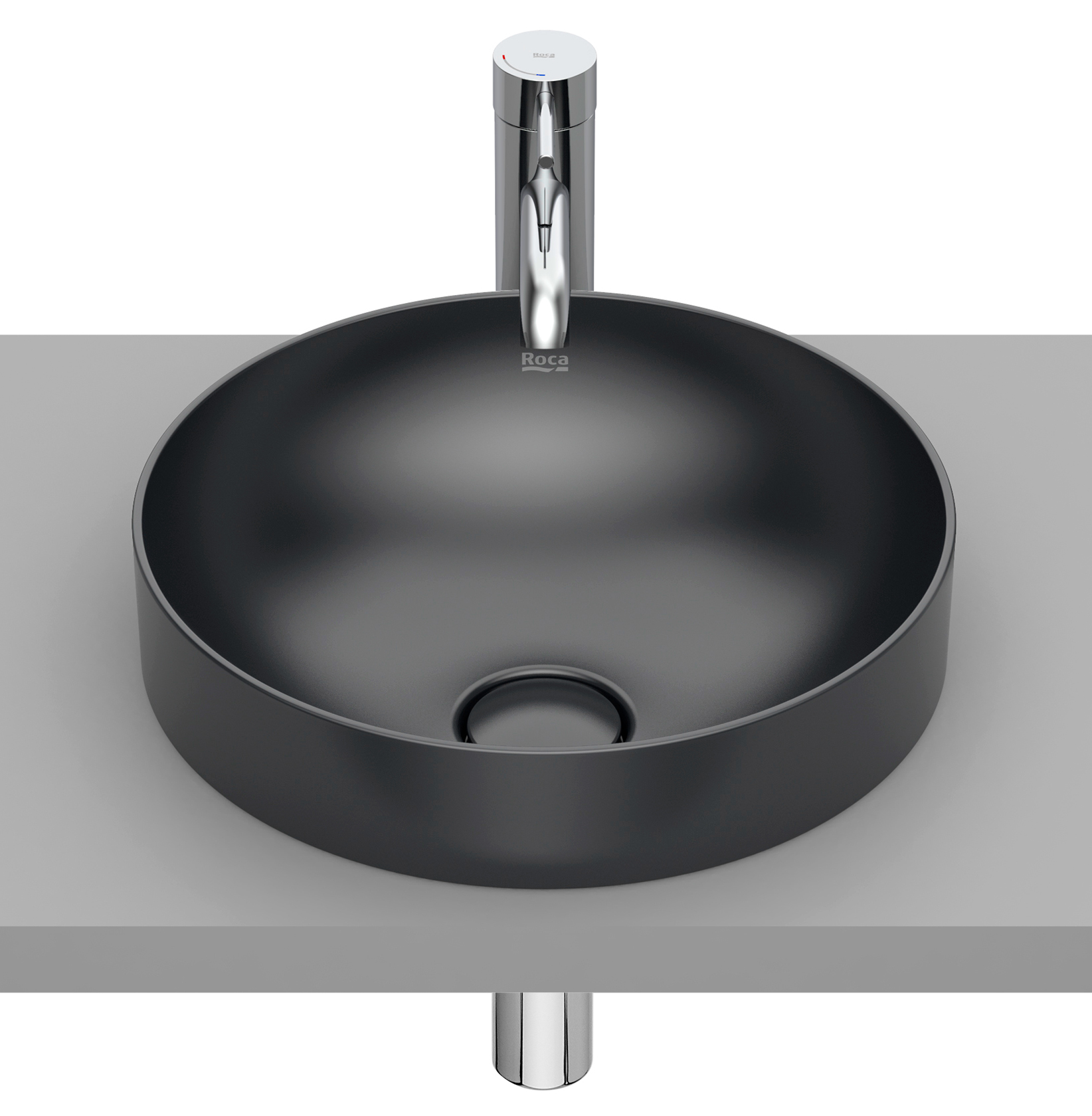 Roca Inspira lavabo 37x37 cm circular empotrado gris/piedra A32752R640