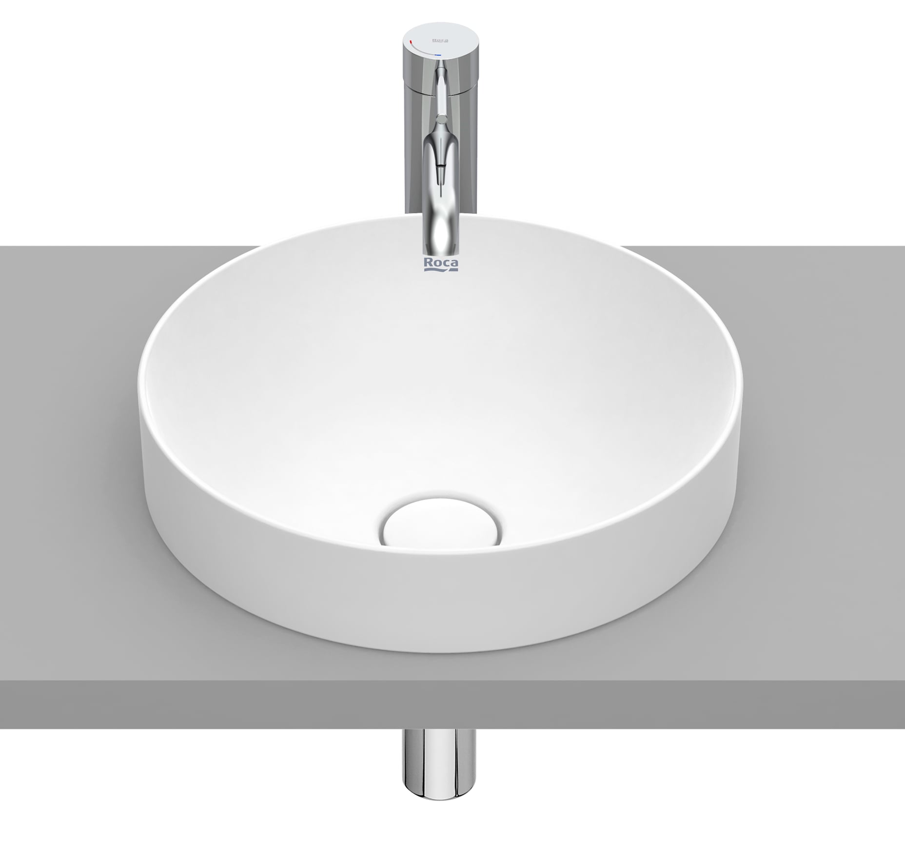 Roca Inspira lavabo 37x37 cm circular empotrado blanco mate A32752R620
