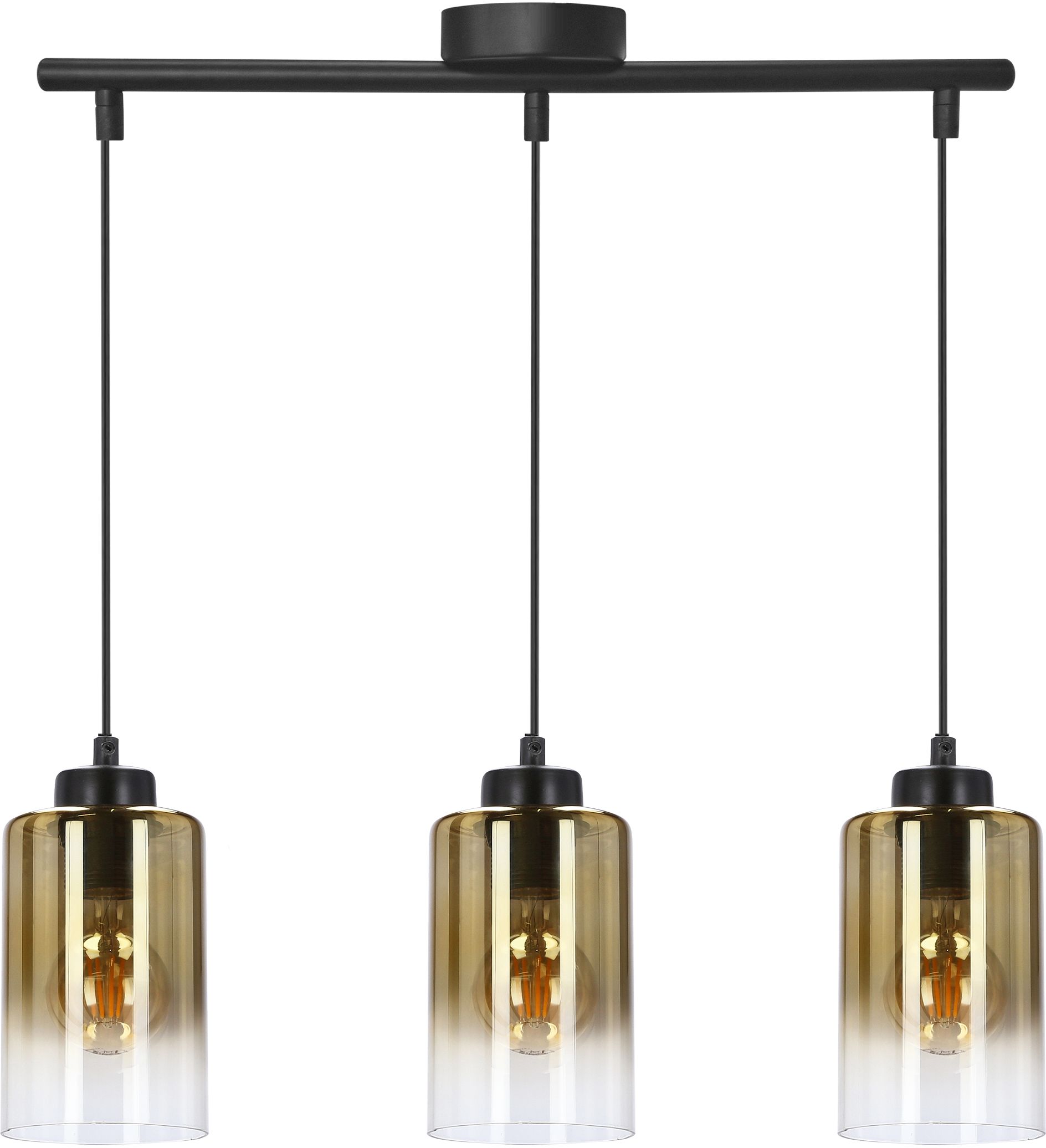 Candellux Aspra lámpara colgante 3x60 W negro-ámbar 33-16270