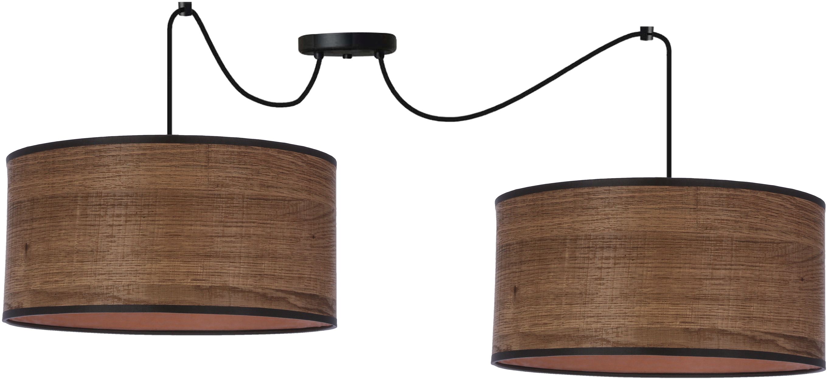 Candellux Legno lámpara colgante 2x40 W negro-madera-marrón 32-18397