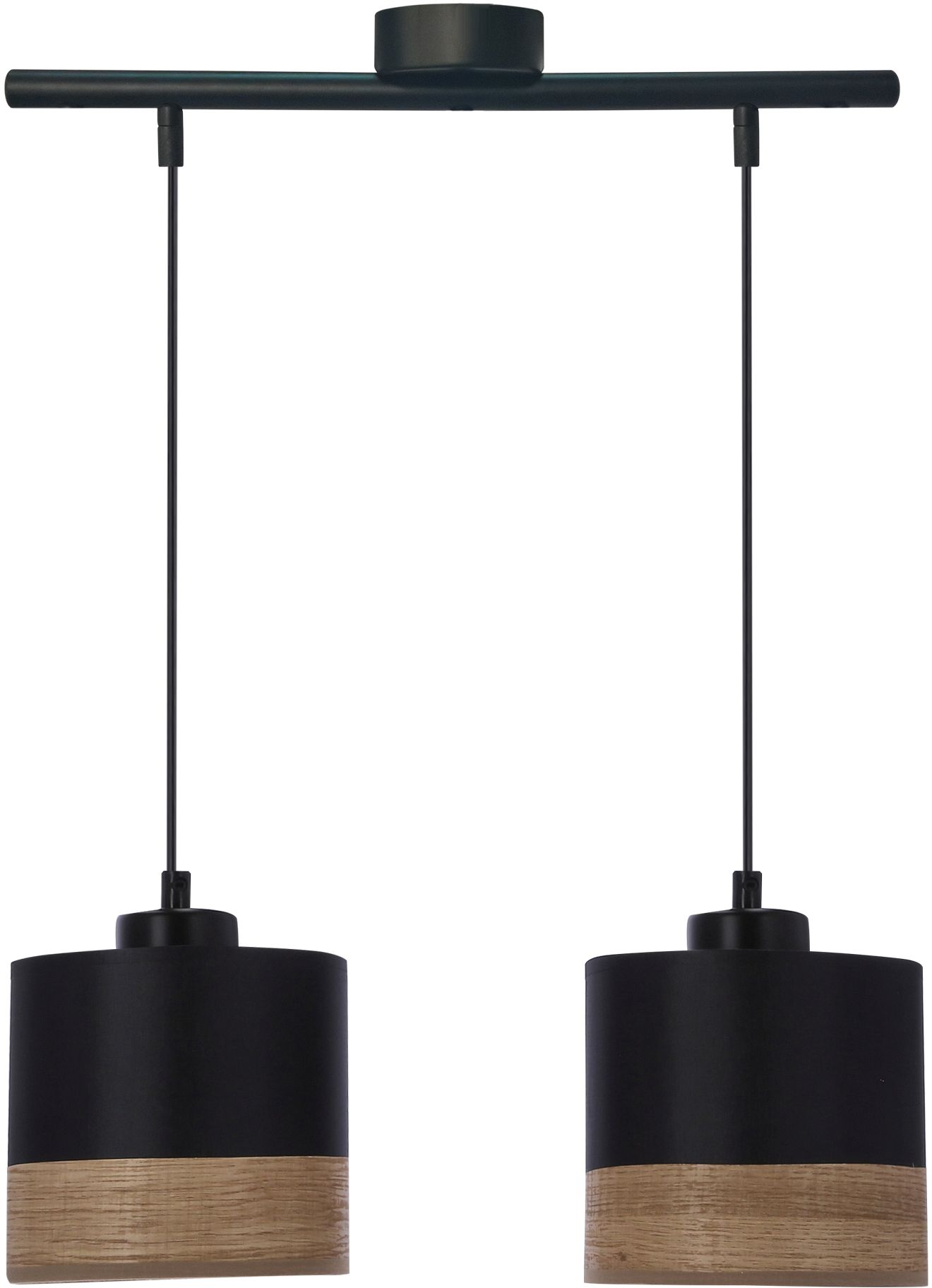 Candellux Porto lámpara colgante 2x60 W negro-madera-marrón 32-17604