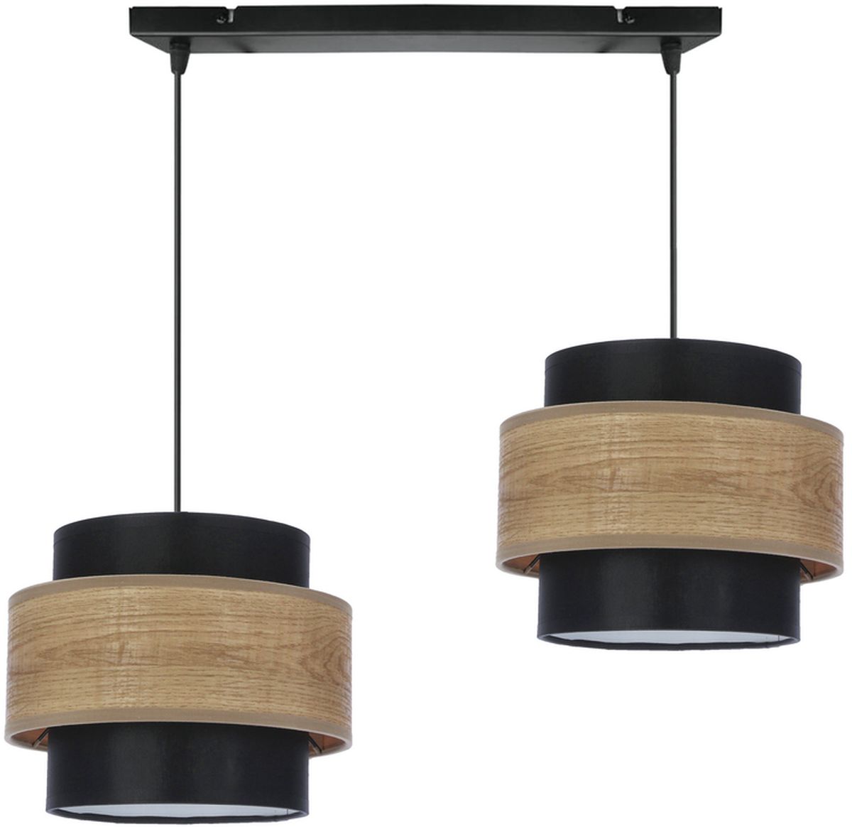 Candellux Twin lámpara colgante 2x40 W negro-madera-marrón 32-17888