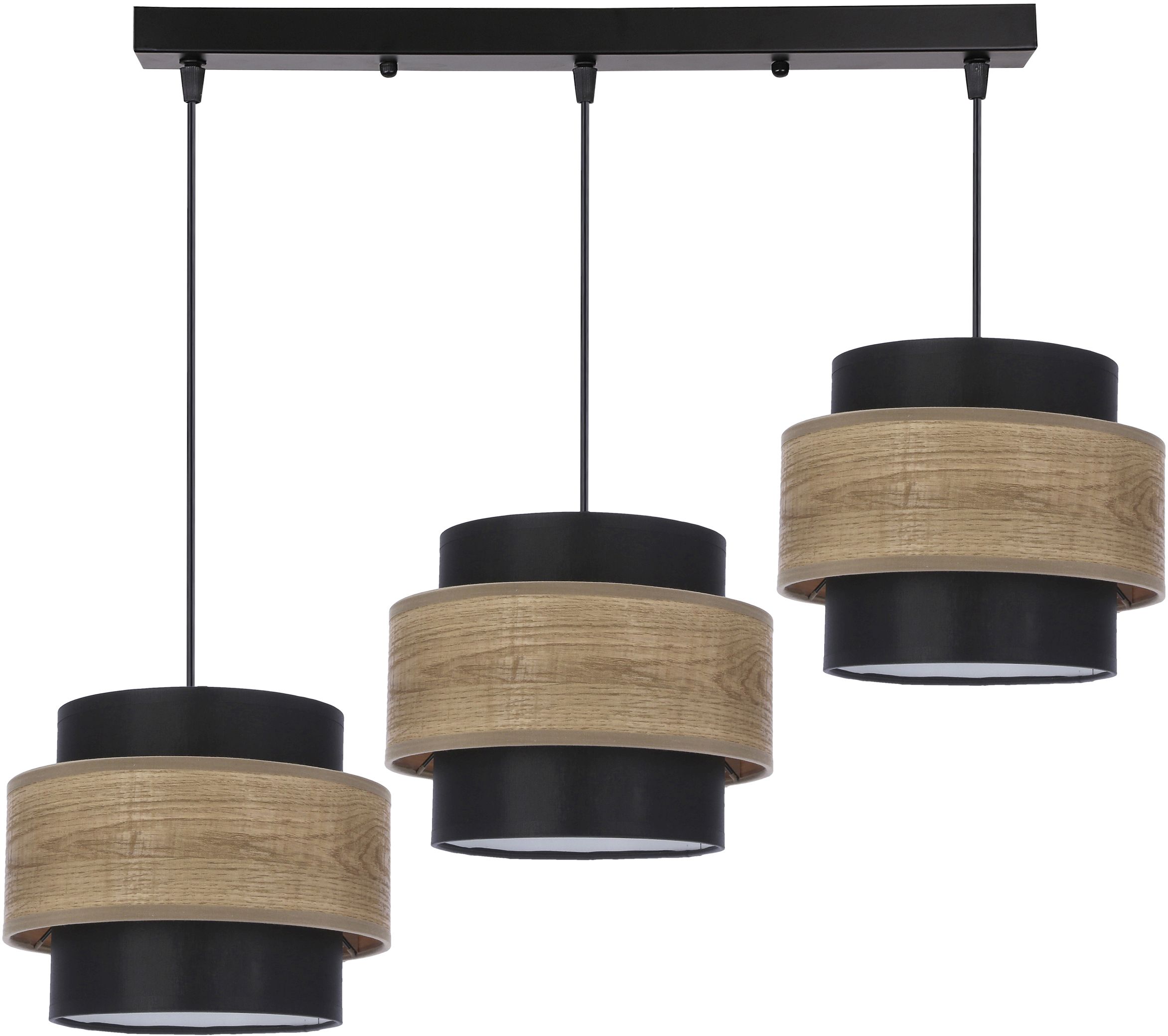 Candellux Twin lámpara colgante 3x40 W negro-madera-marrón 33-17895