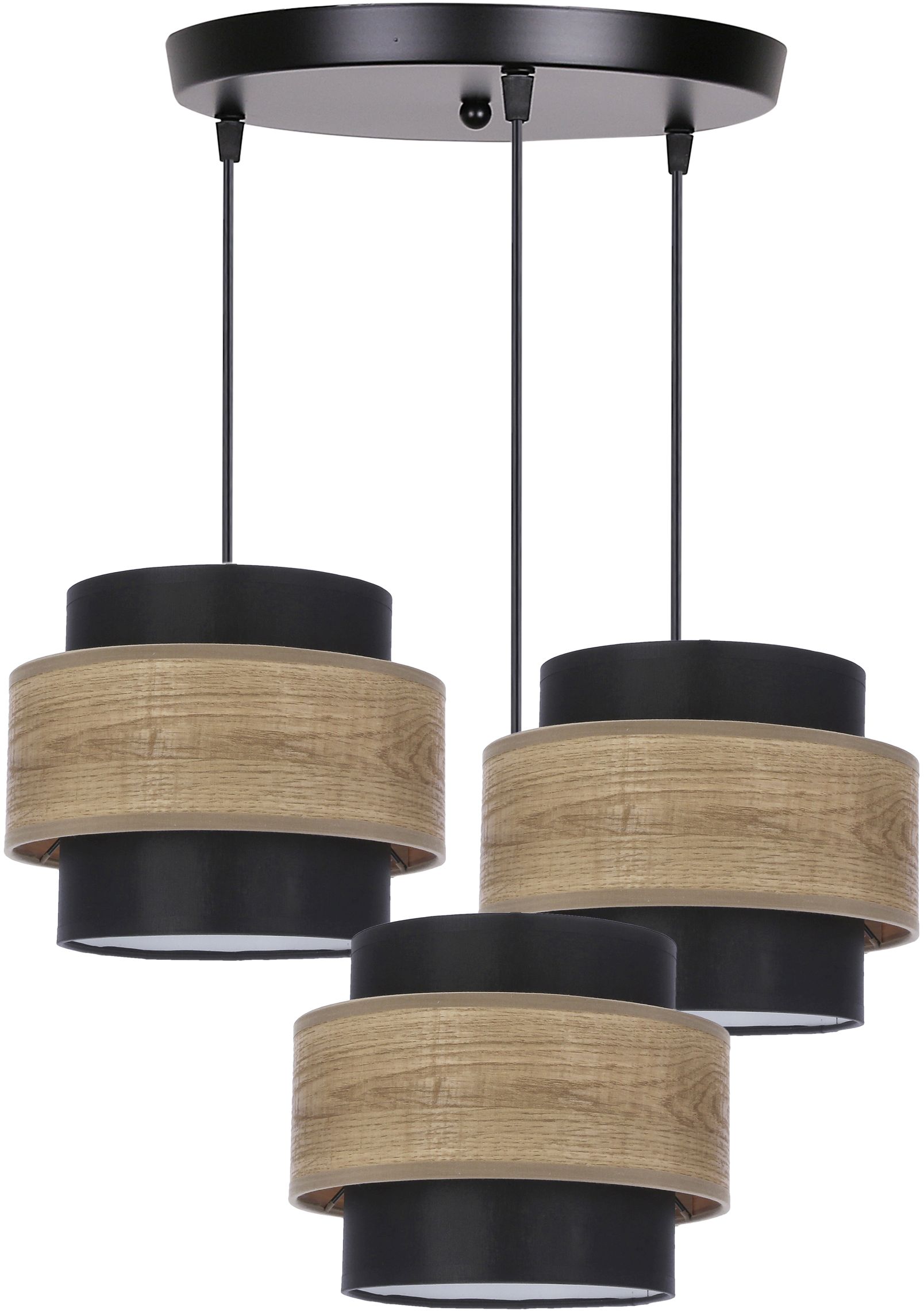 Candellux Twin lámpara colgante 3x40 W negro-madera-marrón 33-17901