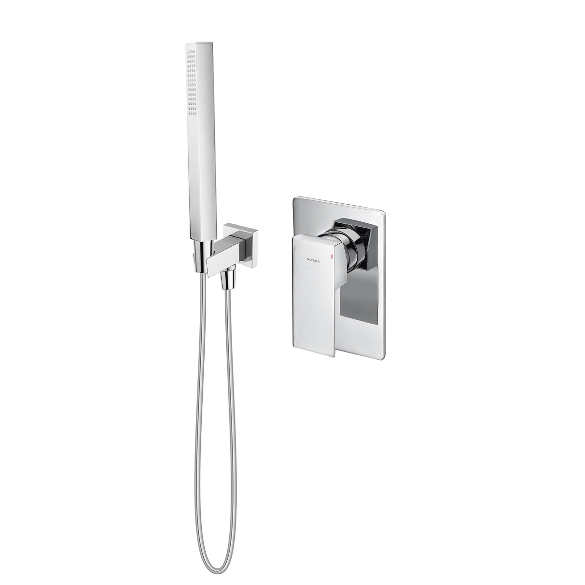 Conjunto grifo para ducha Oltens Gota 33101100, codo de conexión a pared Oltens Hvita 39303100, 37103100, 37200100